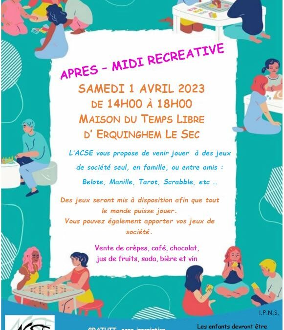 01 Avril : Après-midi récréative ACSE